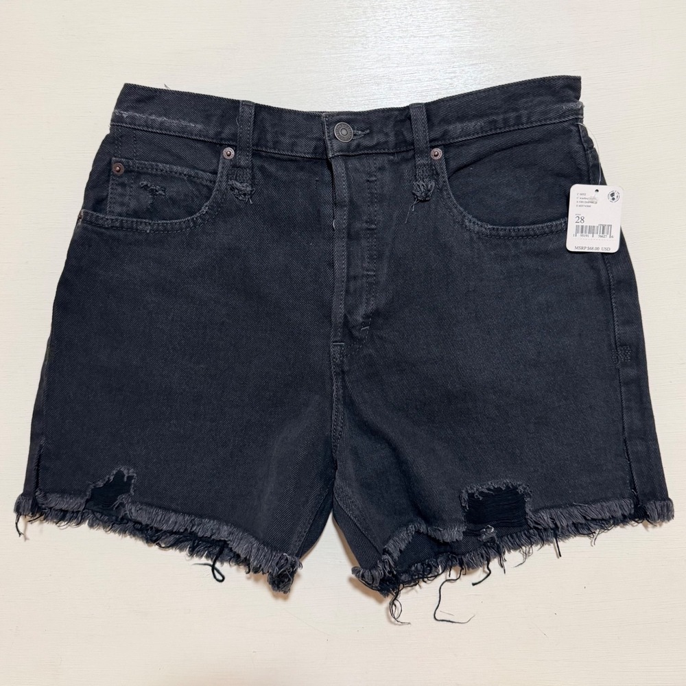 Free People We The Free Makai Cut Off Denim Shorts Black 28 OB1268906